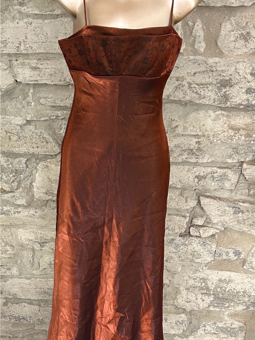 Vintage Morgan & Co. Copper Satin Evening Dress